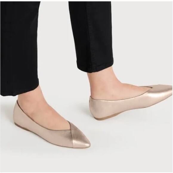 Women's Birdies The Goldfinch Rose Gold Glitter Leather Pointed Toe Flats size 7 - Picture 1 of 6